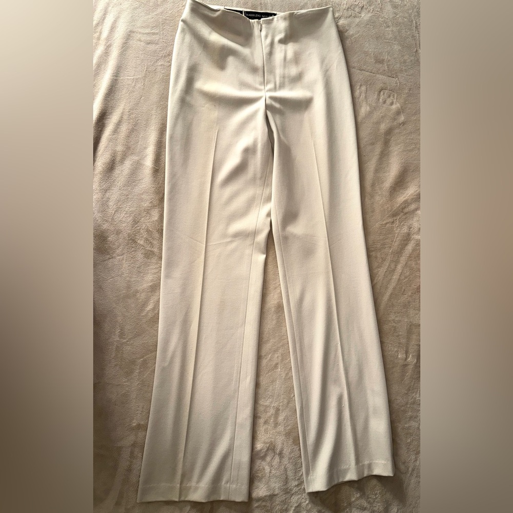 Elegant Cream Straight Leg Women's Pants